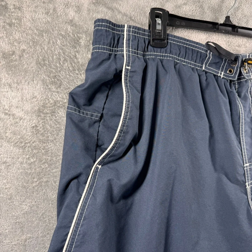 Speedo Mens Navy Blue Swim Trunks Board Shorts Size XL 40 Waist Drawstring Lined